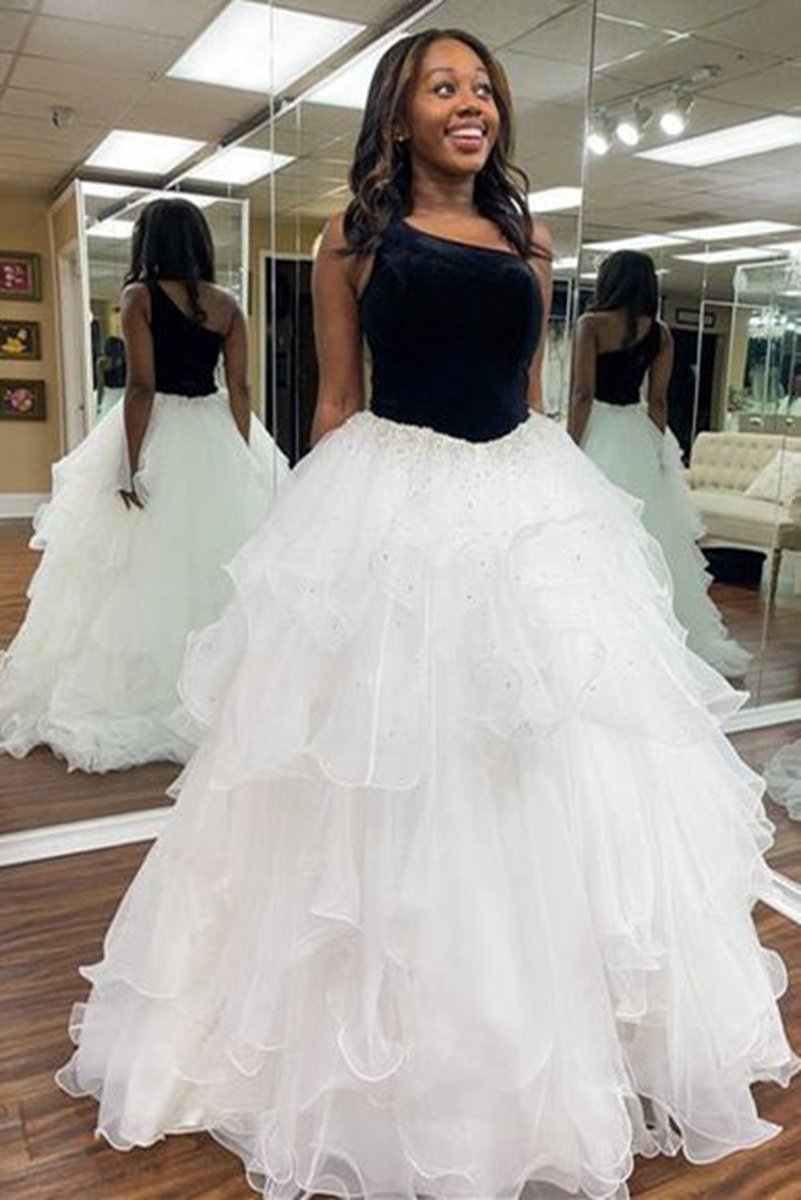 Ruffle One Shoulder Velvet Top Long Formal Dresses