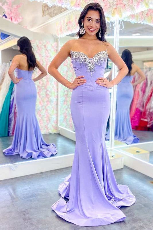 Strapless Trumpet Long Formal Gown with Rhinestones