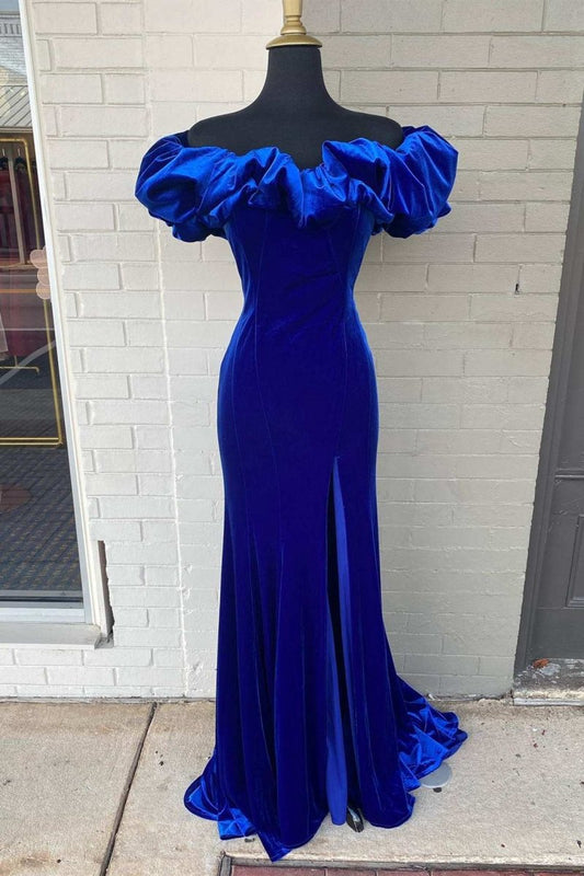 Off-the-Shoulder Ruffled Mermaid Long Prom Dresses