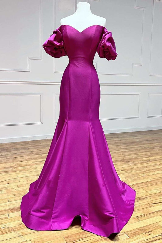Satin Strapless Trumpet Long Prom Dresses