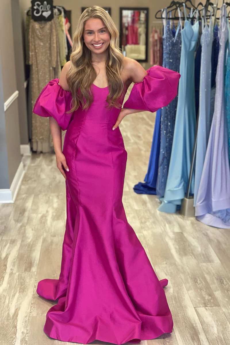 Satin Strapless Trumpet Long Prom Dresses