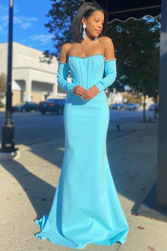 Off-the-Shoulder Long Sleeve Mermaid Formal Dresses