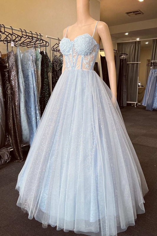 Floral Lace Sweetheart A-line Prom Dresses