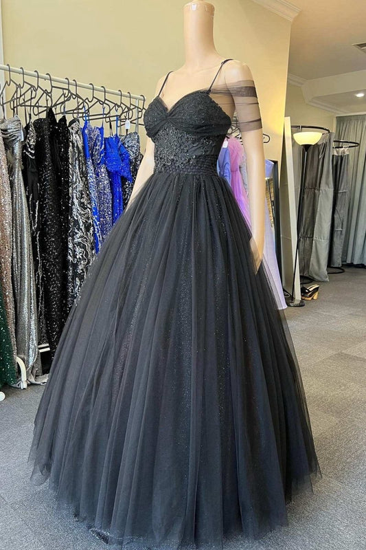 Princess Tulle Cold-Shoulder Long Prom Gown