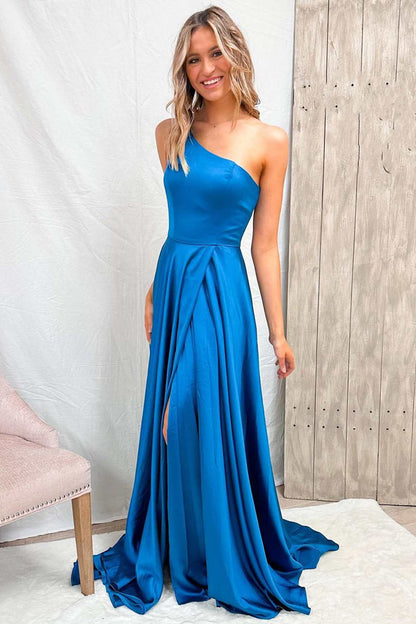 One-Shoulder Wrap A-line Prom Dresses