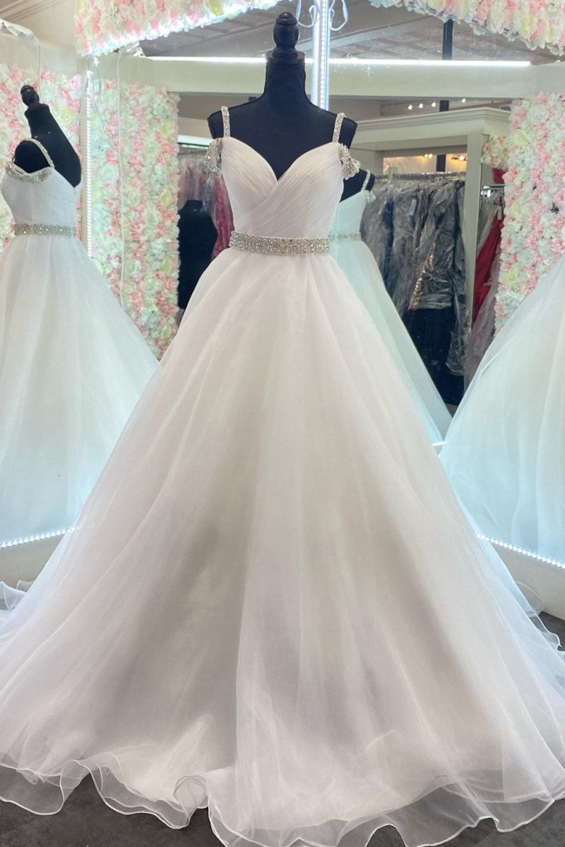 Beaded Cold-Shoulder A-line Prom Dresses