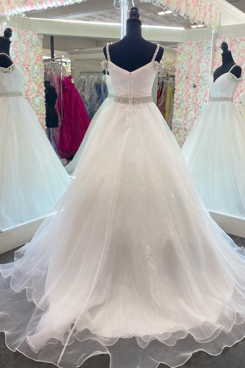 Beaded Cold-Shoulder A-line Prom Dresses