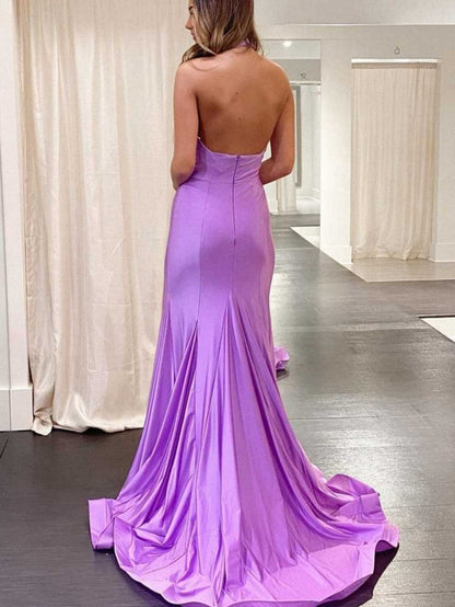Halter Cross Neck Long Bodycon Prom Dresses