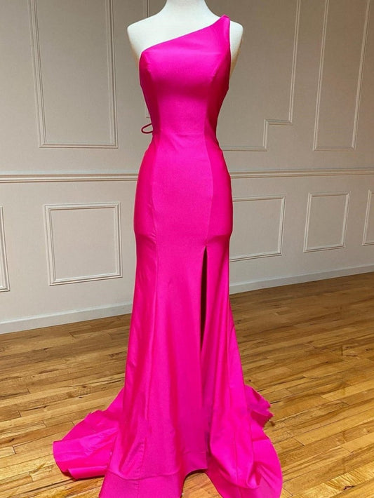 Mermaid One Shoulder Long Prom Dresses