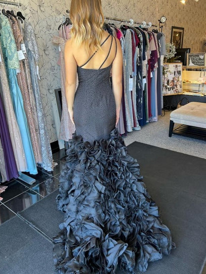 Mermaid One Shoulder Tie Seqins Long Prom Dresses