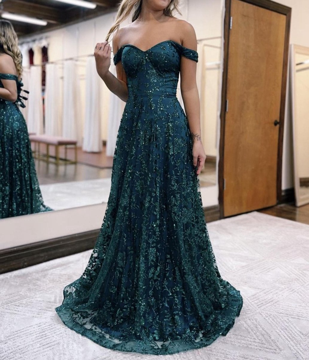 Glitter Mermaid Off the Shoulder Long Prom Dresses