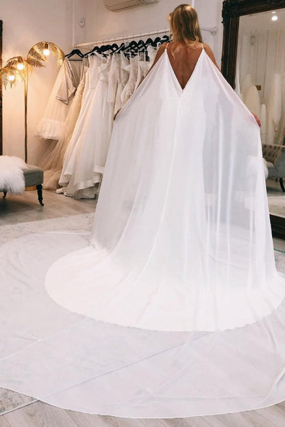 Simple Watteau Train Boho Long Mermaid Wedding Dresses