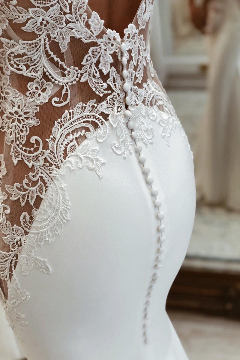 Long Mermaid Boho Wedding Dresses with Appliqued
