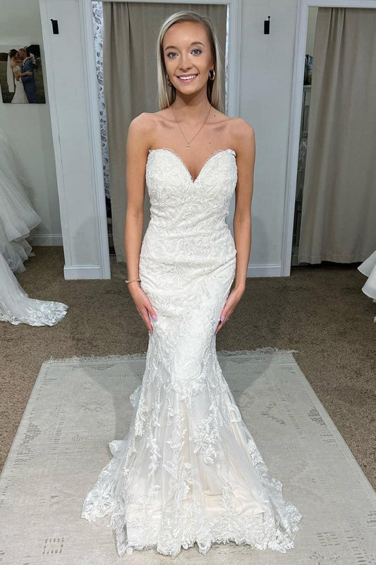 Sweetheart Mermaid Long Lace Wedding Dresses