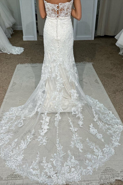 Sweetheart Mermaid Long Lace Wedding Dresses