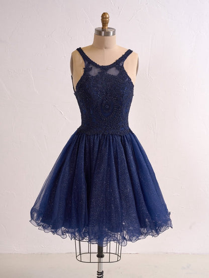 Embellished Embroidery Tulle Short Cocktail Dresses