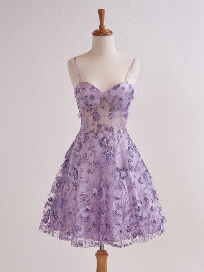 Floral Strapless Sweetheart Short Cocktail Dresses
