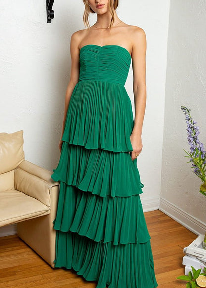 Strapless Ruffle Multi-Layer Long Prom Dresses