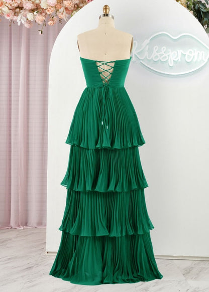 Strapless Ruffle Multi-Layer Long Prom Dresses