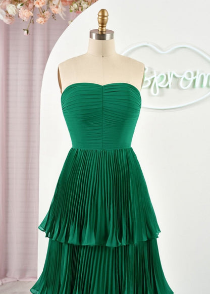Strapless Ruffle Multi-Layer Long Prom Dresses