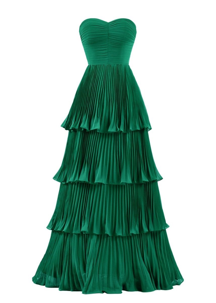 Strapless Ruffle Multi-Layer Long Prom Dresses