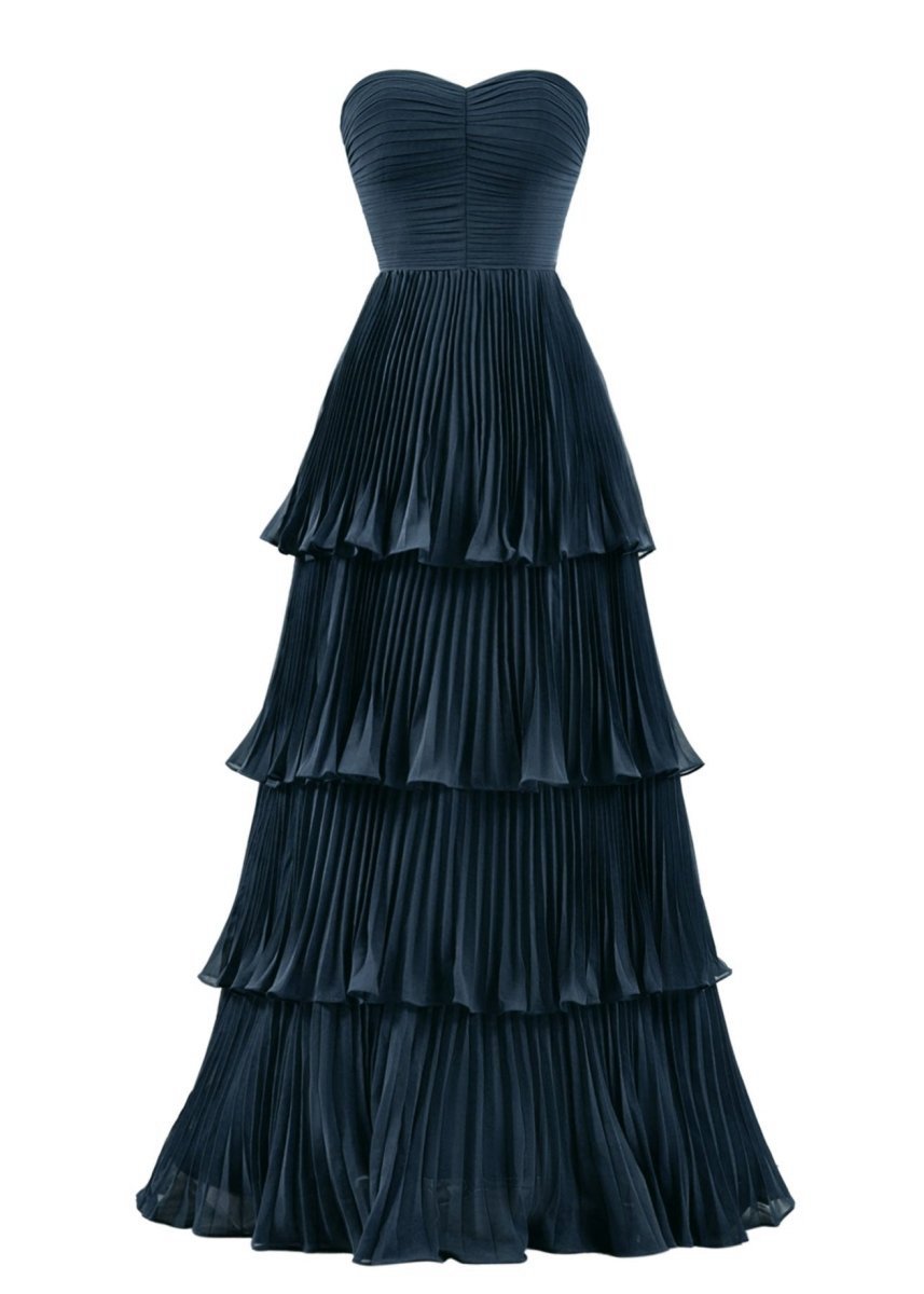 Strapless Ruffle Multi-Layer Long Prom Dresses