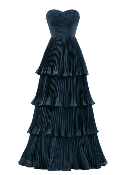 Strapless Ruffle Multi-Layer Long Prom Dresses
