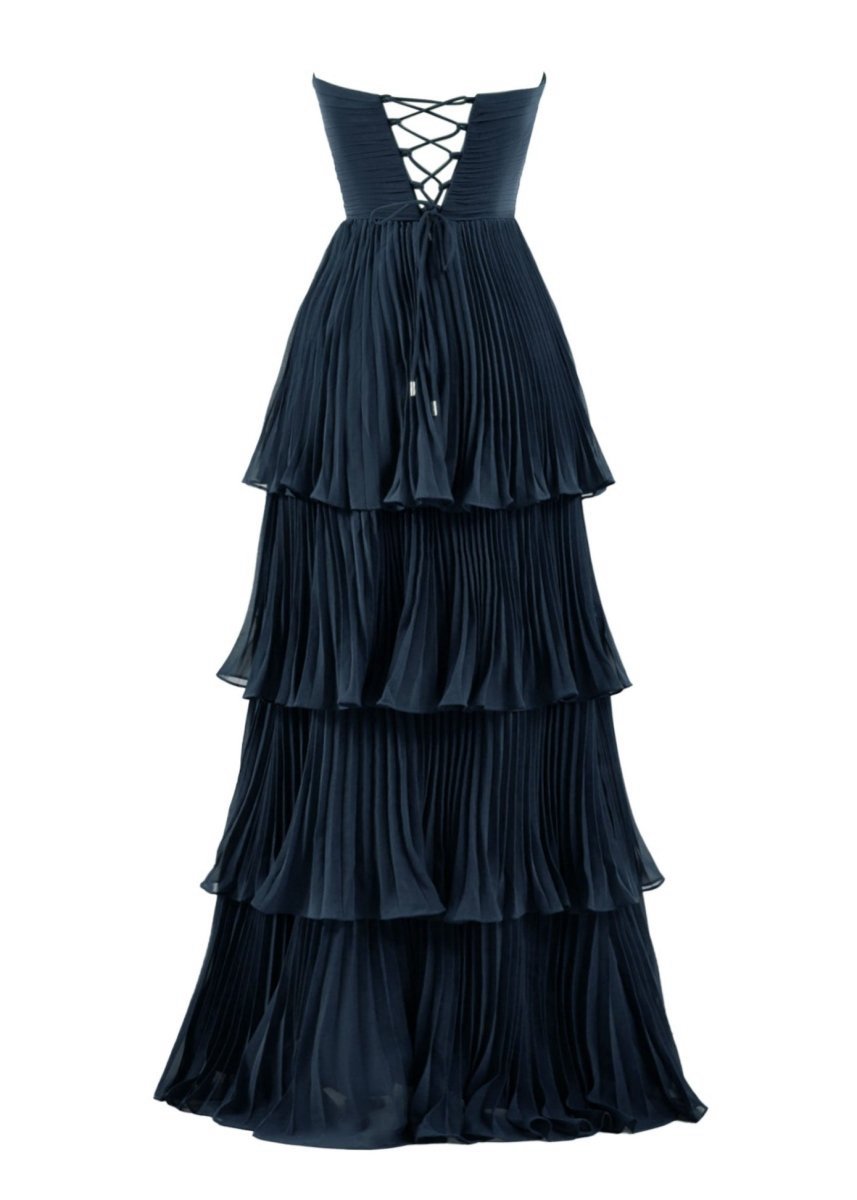 Strapless Ruffle Multi-Layer Long Prom Dresses