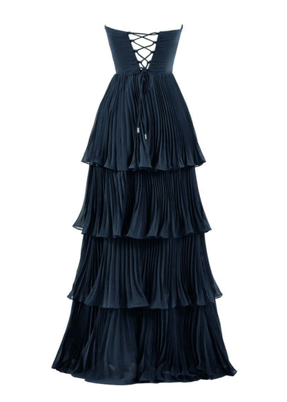 Strapless Ruffle Multi-Layer Long Prom Dresses