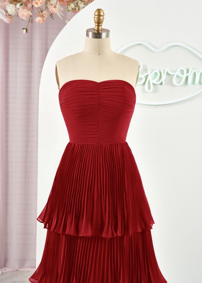 Strapless Ruffle Multi-Layer Long Prom Dresses