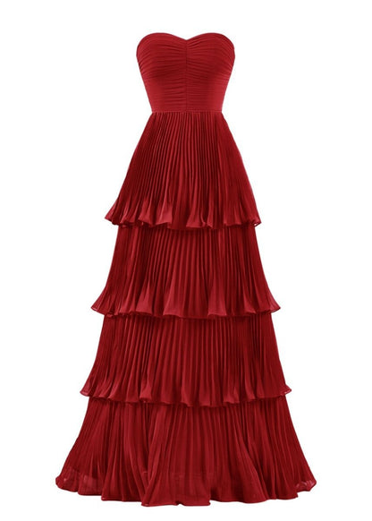 Strapless Ruffle Multi-Layer Long Prom Dresses