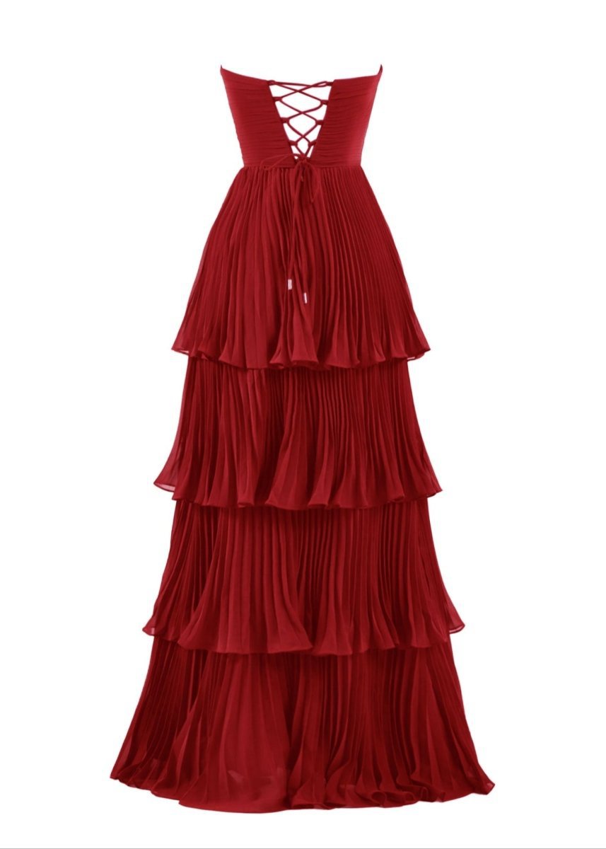 Strapless Ruffle Multi-Layer Long Prom Dresses