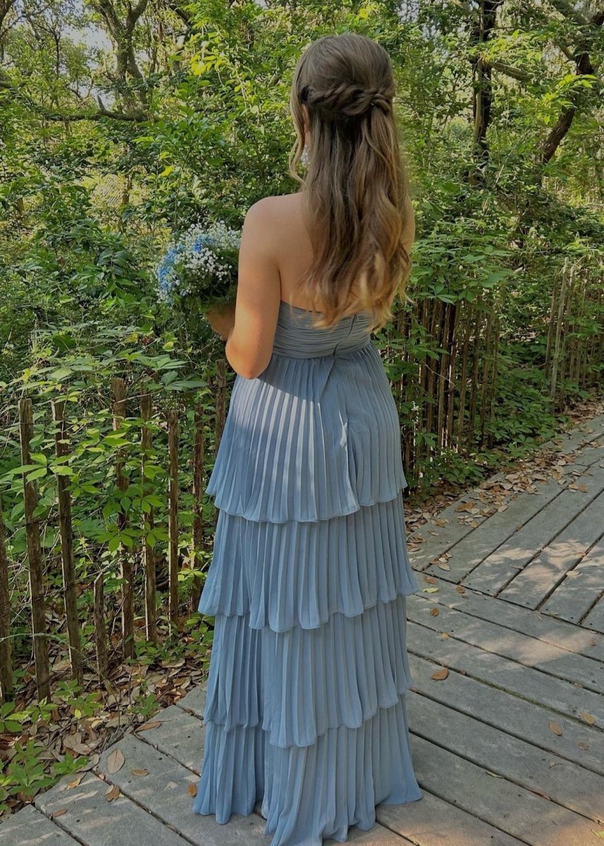 Strapless Ruffle Multi-Layer Long Prom Dresses