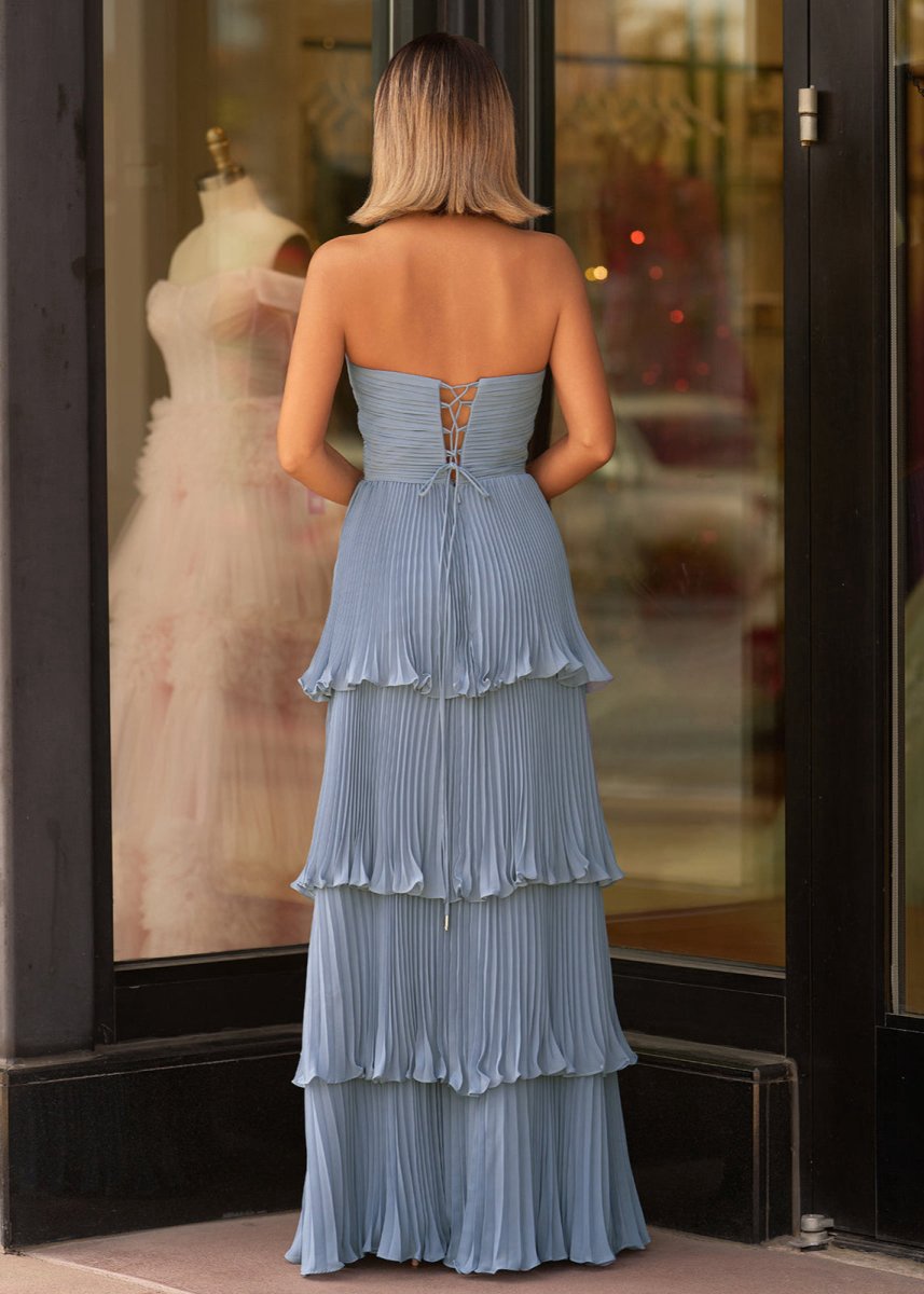Strapless Ruffle Multi-Layer Long Prom Dresses