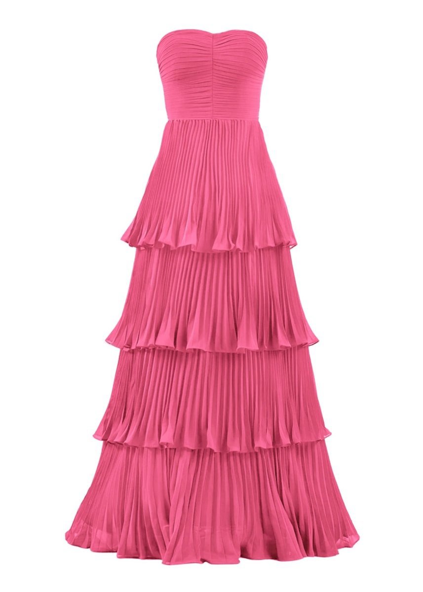 Strapless Ruffle Multi-Layer Long Prom Dresses