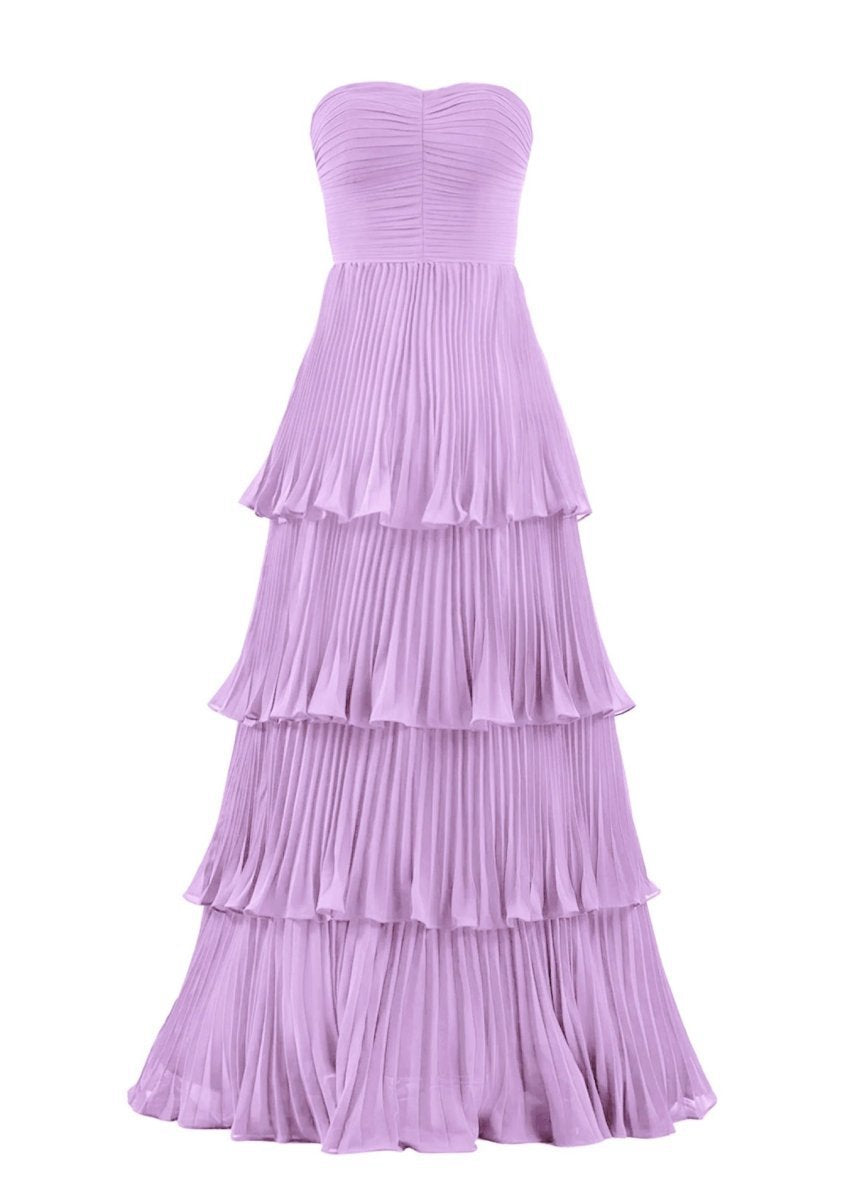 Strapless Ruffle Multi-Layer Long Prom Dresses