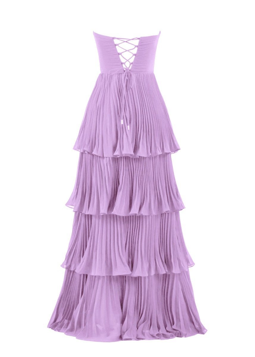 Strapless Ruffle Multi-Layer Long Prom Dresses