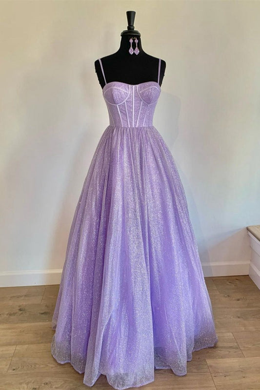 A-line Straps Long Formal Dresses