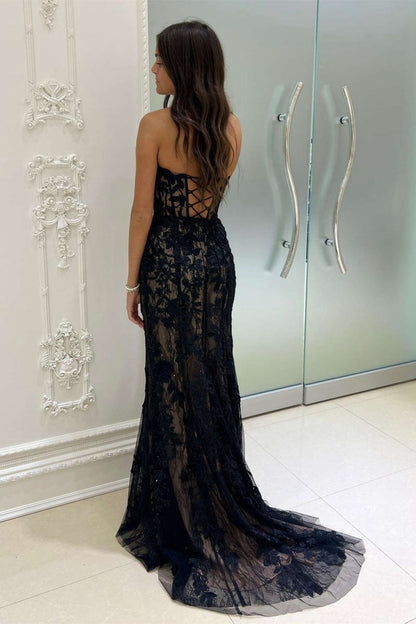 Sweetheart Lace Appliques Mermaid Prom Dresses
