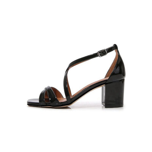 Cross Strappy Block Heel Sandal