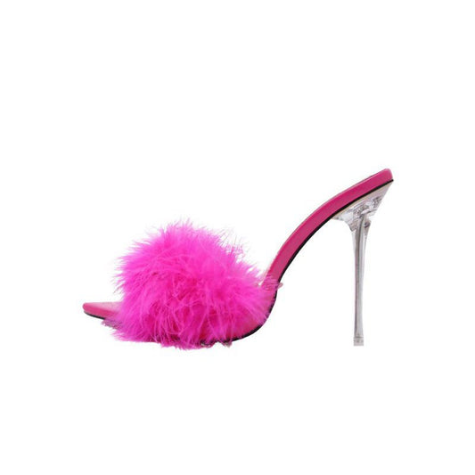 Hot Feathers Pointed Toe Stiletto Sandals