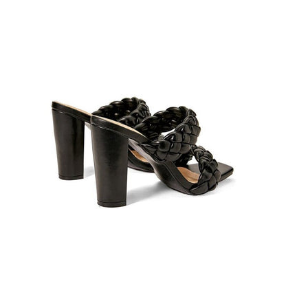 Block Heel Braided Twist High Heel Sandals