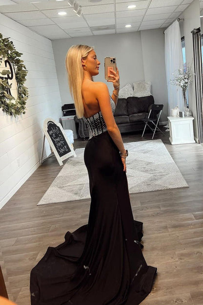 Mermaid One Shoulder Long Prom Dresses with Beaded