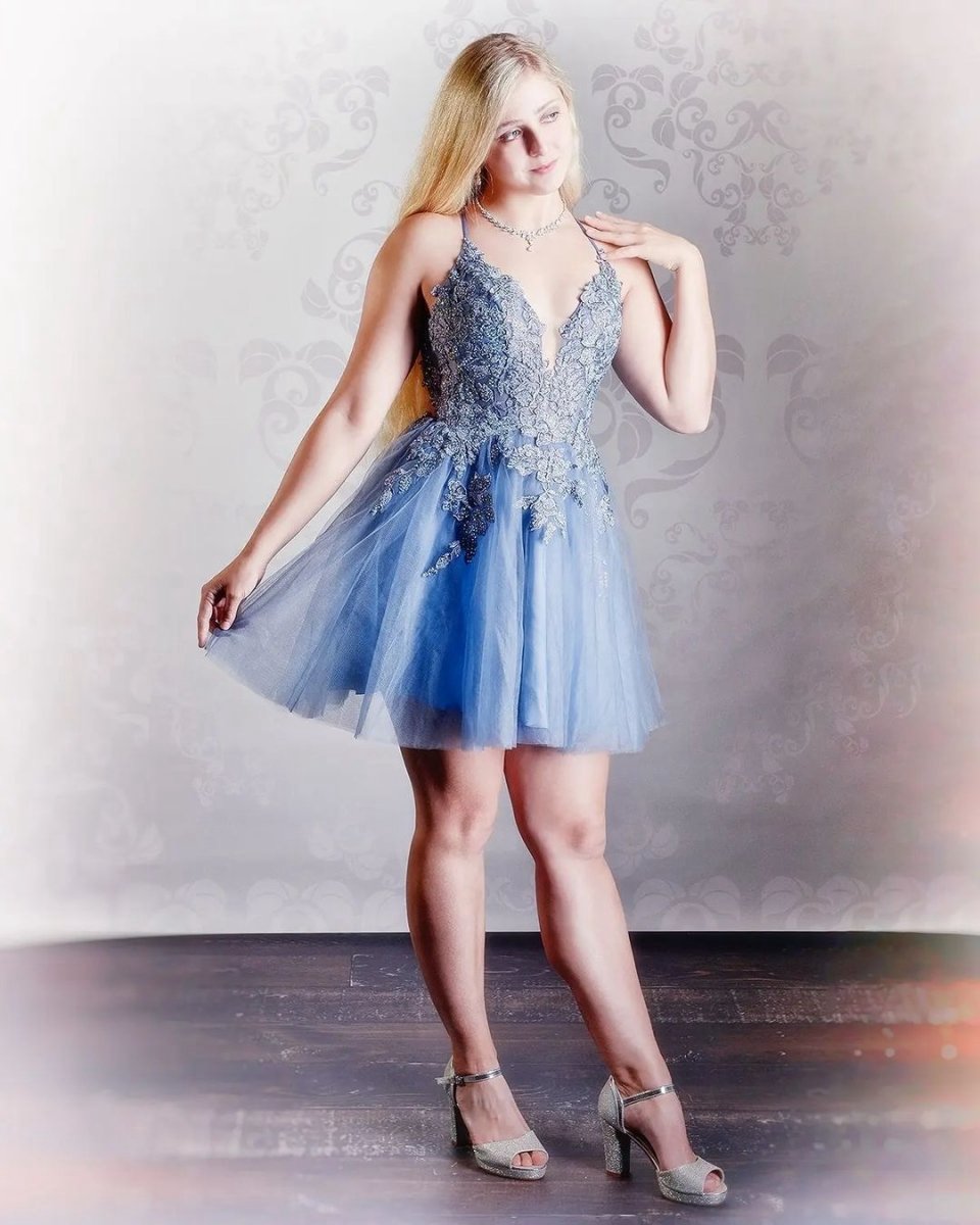 A-line Applique BlushTulle Short Homecoming Dresses