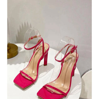 One Word with Square Head Thick High Heels