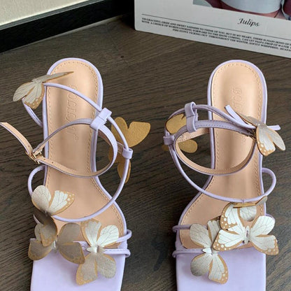 Cross Strap Butterfly Stiletto High Heel