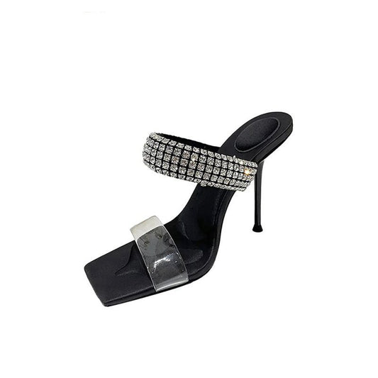 Square Toe Stiletto High Heels with Beading