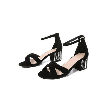 Cross Ankle Strappy Chunky Heel Sandal