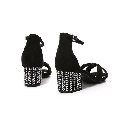 Cross Ankle Strappy Chunky Heel Sandal