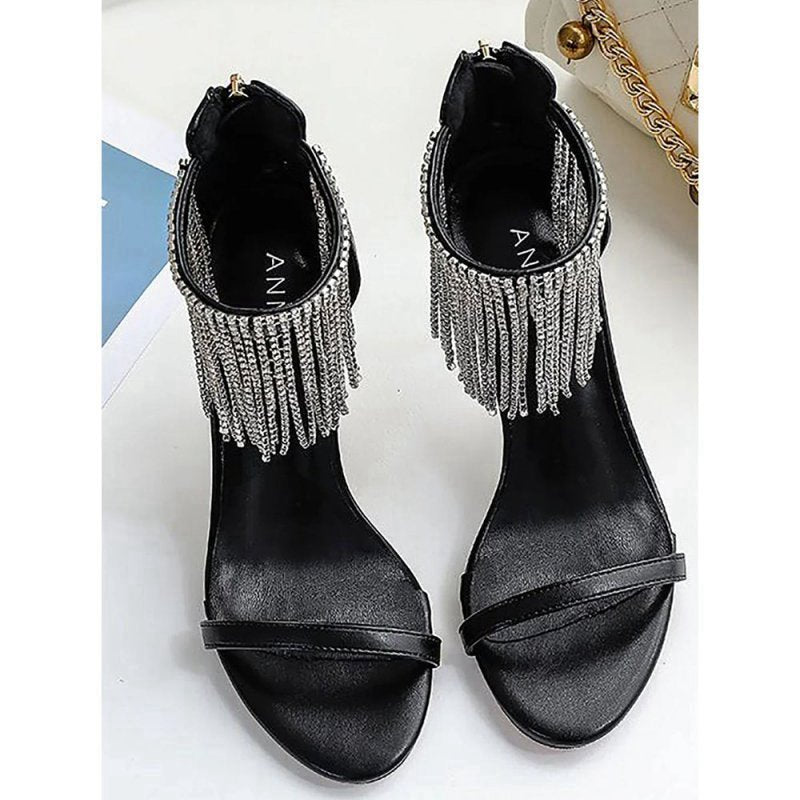 Rhinestone Thick High Heels